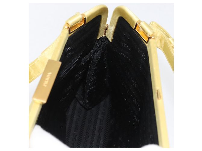 Borsa Tote PRADA Satin Giallo Oro Auth ARZ560 D'oro - vista 18