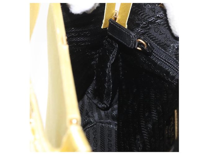 Borsa Tote PRADA Satin Giallo Oro Auth ARZ560 D'oro - vista 19
