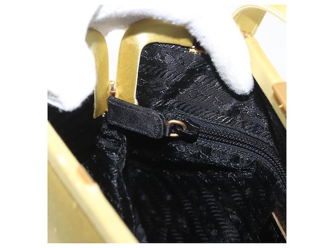 Borsa Tote PRADA Satin Giallo Oro Auth ARZ560 D'oro - vista 20