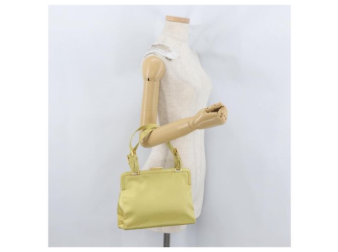 Borsa Tote PRADA Satin Giallo Oro Auth ARZ560 D'oro - vista 23