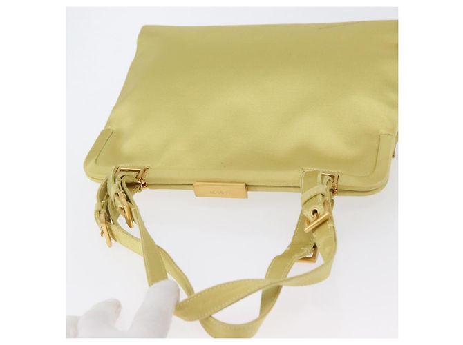 Borsa Tote PRADA Satin Giallo Oro Auth ARZ560 D'oro - vista 7
