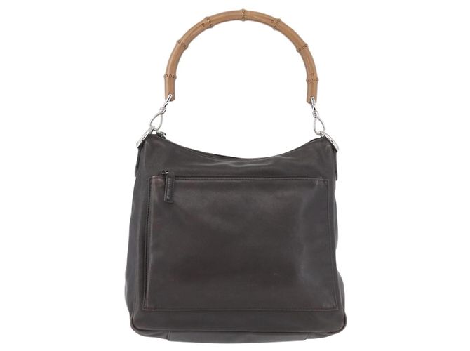 Bamboo Borsa a mano in pelle marrone con bambù GUCCI Argento Auth SW2156 - vista 2
