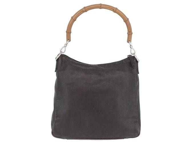 Bamboo Borsa a mano in pelle marrone con bambù GUCCI Argento Auth SW2156 - vista 3