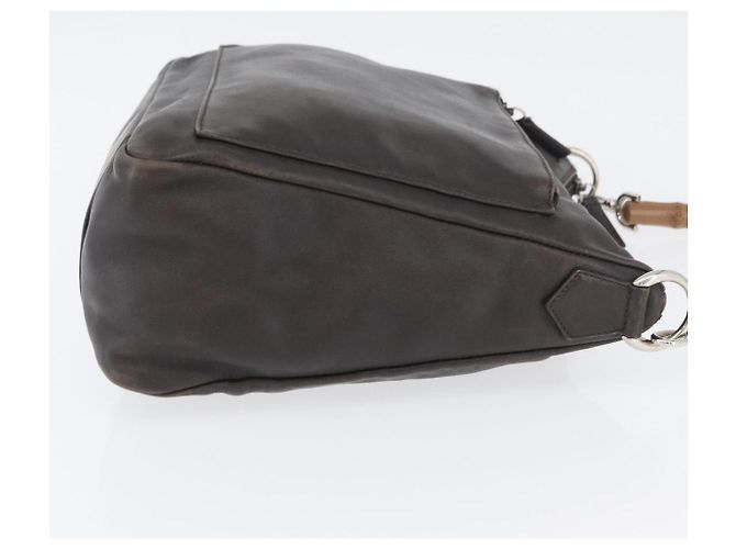 Bamboo Borsa a mano in pelle marrone con bambù GUCCI Argento Auth SW2156 - vista 4