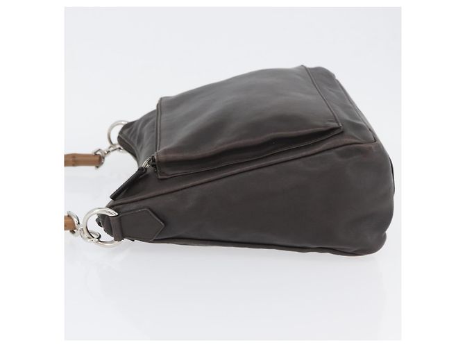 Bamboo Borsa a mano in pelle marrone con bambù GUCCI Argento Auth SW2156 - vista 5