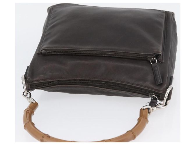 Bamboo Borsa a mano in pelle marrone con bambù GUCCI Argento Auth SW2156 - vista 6