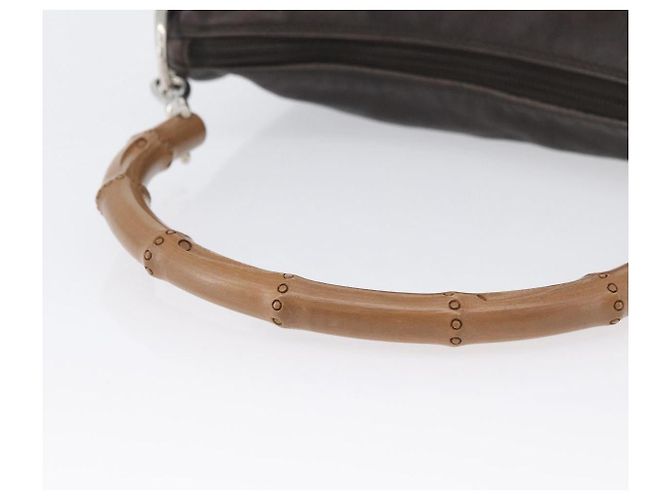 Bamboo Borsa a mano in pelle marrone con bambù GUCCI Argento Auth SW2156 - vista 7