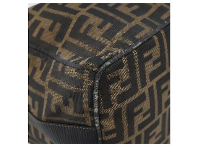 Borsa a mano in tela Zucca FENDI nera e marrone Auth LNZ693 Nero - vista 10