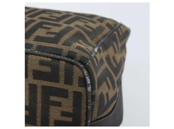 Borsa a mano in tela Zucca FENDI nera e marrone Auth LNZ693 Nero - vista 11