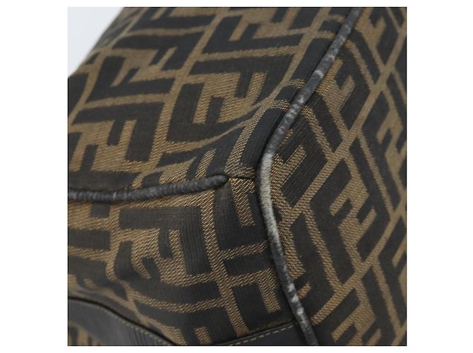 Borsa a mano in tela Zucca FENDI nera e marrone Auth LNZ693 Nero - vista 12