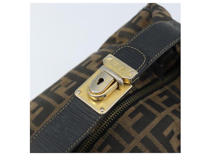 Borsa a mano in tela Zucca FENDI nera e marrone Auth LNZ693 Nero - vista 13