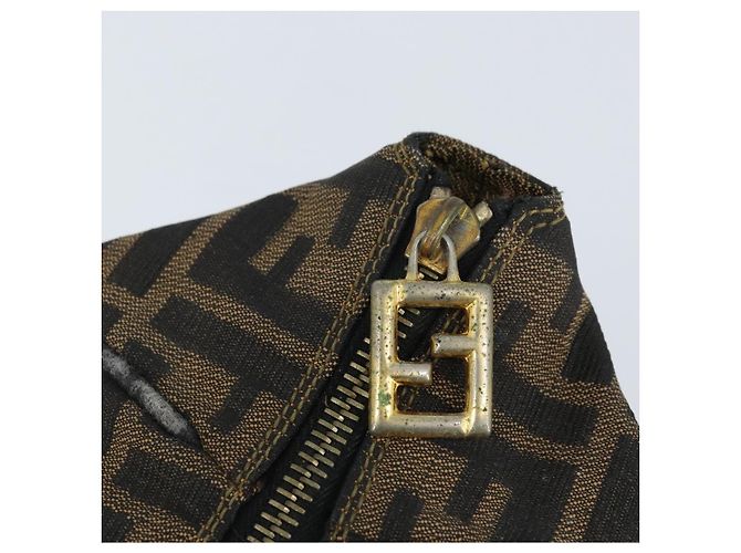 Borsa a mano in tela Zucca FENDI nera e marrone Auth LNZ693 Nero - vista 15