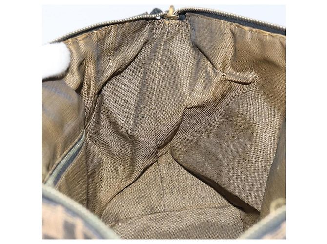 Borsa a mano in tela Zucca FENDI nera e marrone Auth LNZ693 Nero - vista 18
