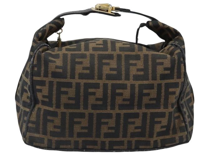 Borsa a mano in tela Zucca FENDI nera e marrone Auth LNZ693 Nero - vista 2
