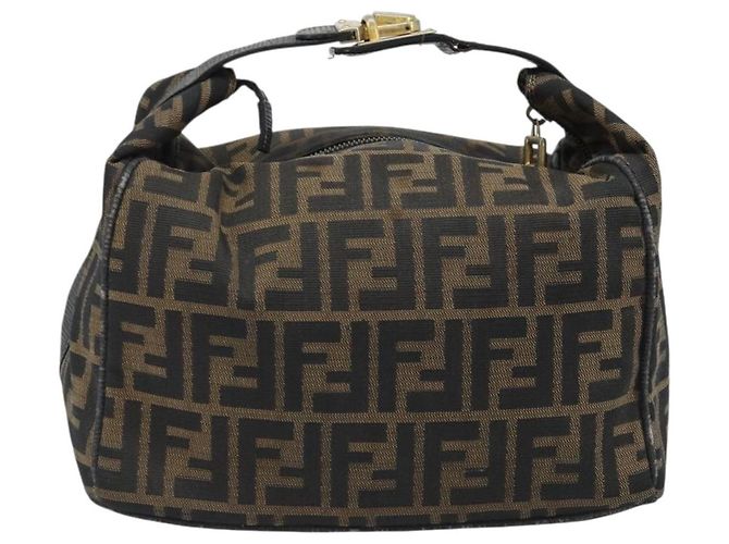 Borsa a mano in tela Zucca FENDI nera e marrone Auth LNZ693 Nero - vista 3