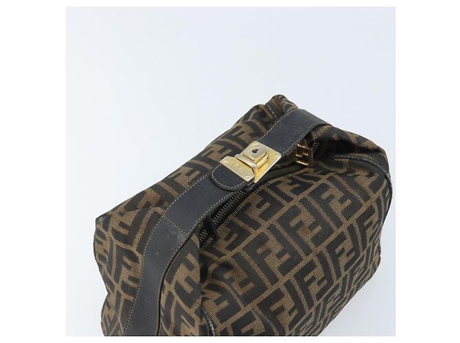 Borsa a mano in tela Zucca FENDI nera e marrone Auth LNZ693 Nero - vista 6