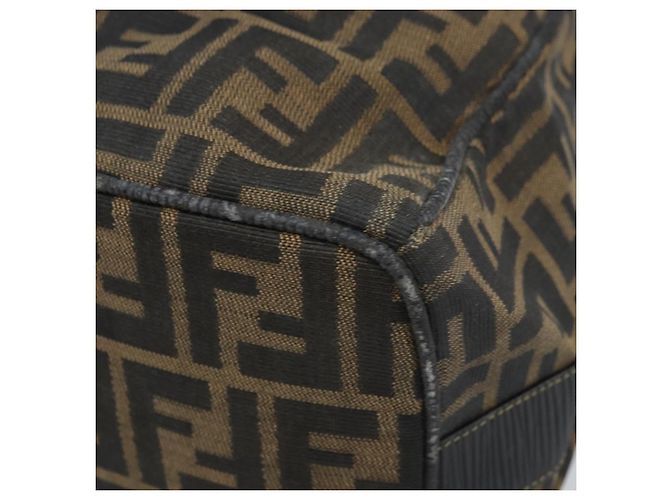 Borsa a mano in tela Zucca FENDI nera e marrone Auth LNZ693 Nero - vista 9