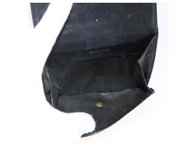 Billetera Bifold CHANEL de Piel Caviar Negra Oro CC Auth bs34185 Negro Dorado - vista 12