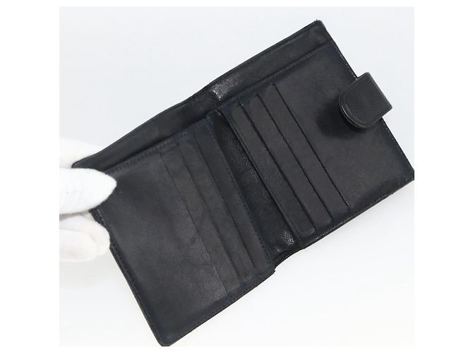 Billetera Bifold CHANEL de Piel Caviar Negra Oro CC Auth bs34185 Negro Dorado - vista 13
