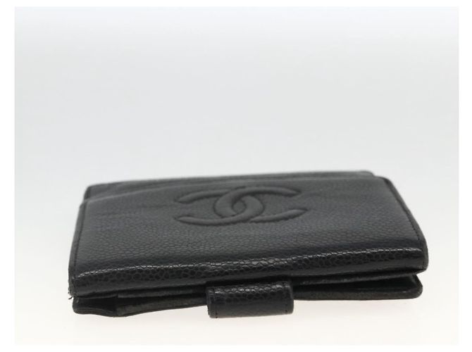 Billetera Bifold CHANEL de Piel Caviar Negra Oro CC Auth bs34185 Negro Dorado - vista 6