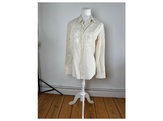 Vintage Kenzo Blumenbluse Weiß M - Ansicht 13