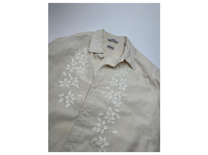 Vintage Kenzo Blumenbluse Weiß M - Ansicht 7