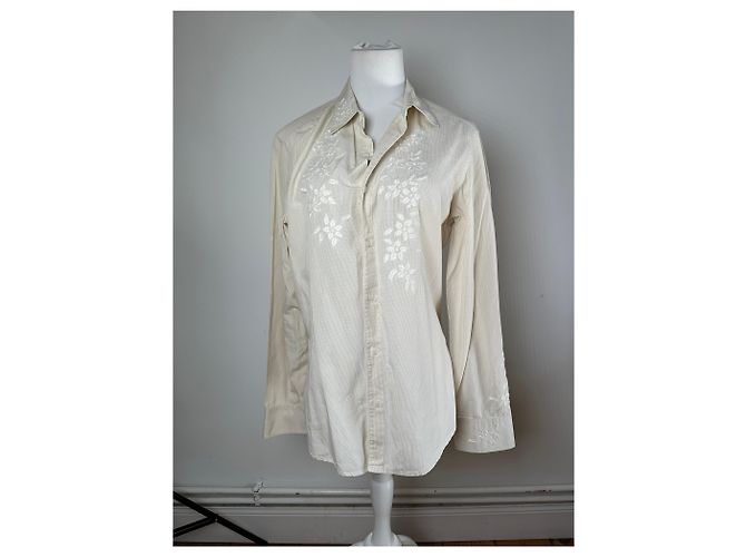 Vintage Kenzo Blumenbluse Weiß M - Ansicht 8