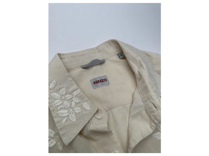 Vintage Kenzo Blumenbluse Weiß M - Ansicht 9