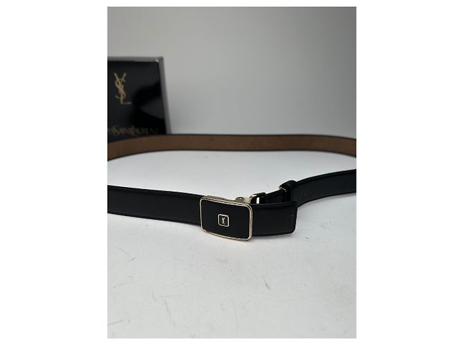 Vintage Yves Saint Laurent Schlangenprägung Leder Gürtel Schwarz - Ansicht 2
