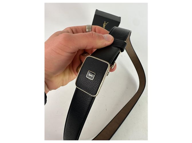 Vintage Yves Saint Laurent Schlangenprägung Leder Gürtel Schwarz - Ansicht 4