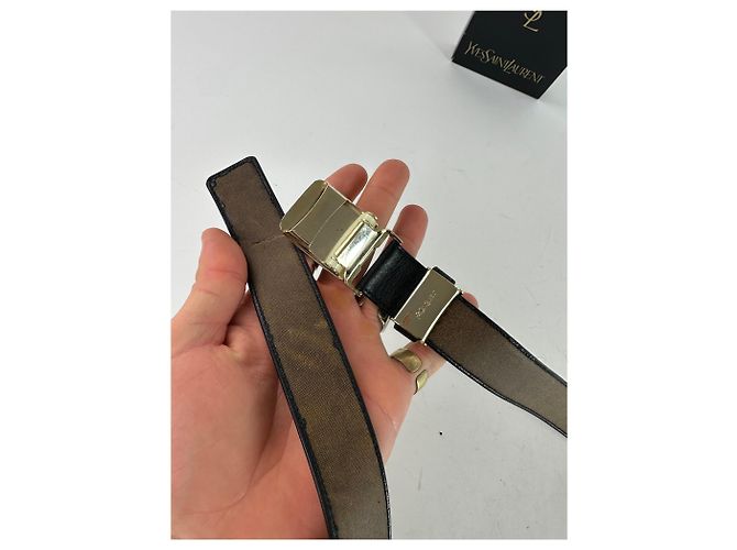 Vintage Yves Saint Laurent Schlangenprägung Leder Gürtel Schwarz - Ansicht 5