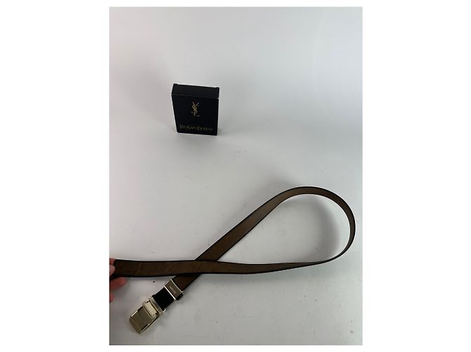 Vintage Yves Saint Laurent Schlangenprägung Leder Gürtel Schwarz - Ansicht 8