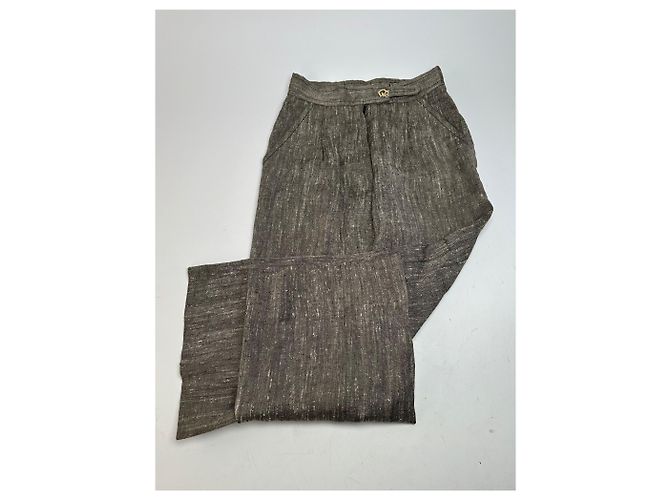 Vintage Dior Wool Pants M Grey Brown - view 11