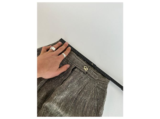 Vintage Dior Wool Pants M Grey Brown - view 7