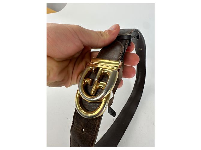 Cinto de couro GG vintage da Gucci marrom - vista 2