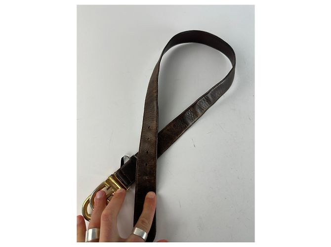 Cinto de couro GG vintage da Gucci marrom - vista 9