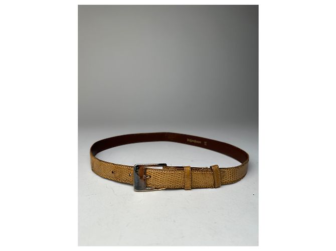 Vintage Yves Saint Laurent Schlangenledergürtel braun Kamel - Ansicht 11