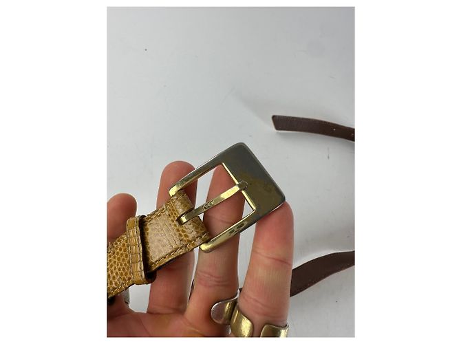 Vintage Yves Saint Laurent Schlangenledergürtel braun Kamel - Ansicht 3