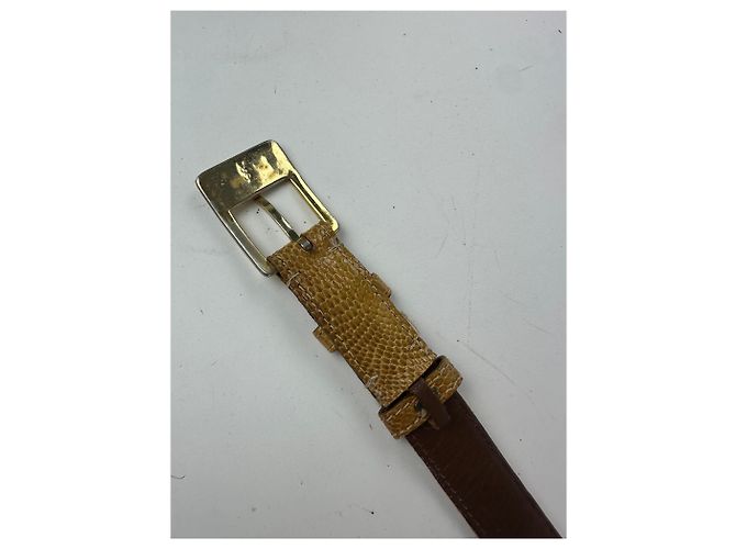 Vintage Yves Saint Laurent Schlangenledergürtel braun Kamel - Ansicht 4