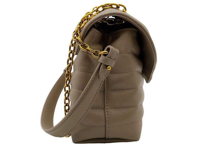 Borsa a Spalla Louis Vuitton New Wave Chain GM in Pelle di Vitello Taupe Beige - vista 2