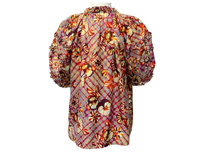 Ulla Johnson Multi Floral Print Silk Pansy Annabella Blouse - view 3