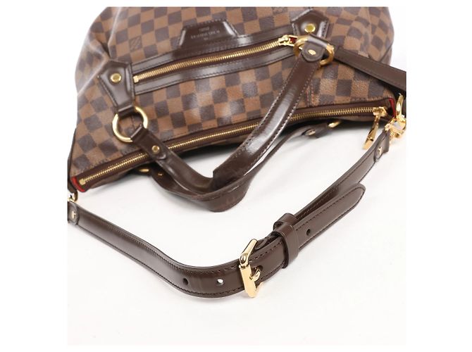 Borsa a Spalla Louis Vuitton Evora MM Damier Ebene 2Way in Marrone Rosso - vista 6
