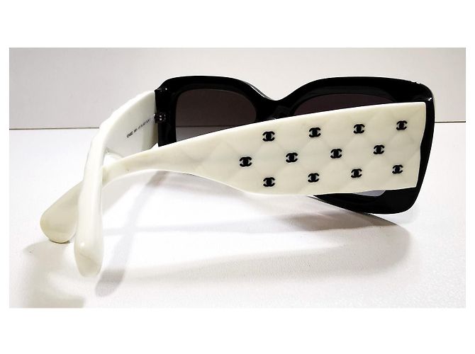 Occhiali da Sole Chanel Quadrati Bianchi e Neri - 5483 - c.1656/S6 Nero Bianco - vista 10