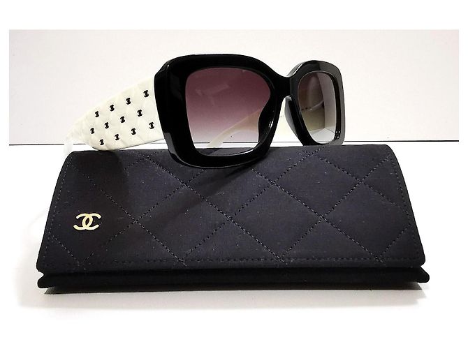 Occhiali da Sole Chanel Quadrati Bianchi e Neri - 5483 - c.1656/S6 Nero Bianco - vista 16