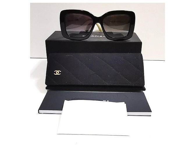 Occhiali da Sole Chanel Quadrati Bianchi e Neri - 5483 - c.1656/S6 Nero Bianco - vista 17