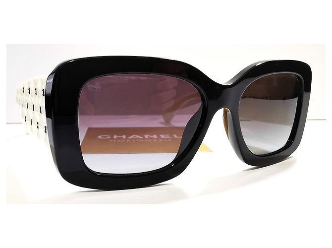 Occhiali da Sole Chanel Quadrati Bianchi e Neri - 5483 - c.1656/S6 Nero Bianco - vista 3