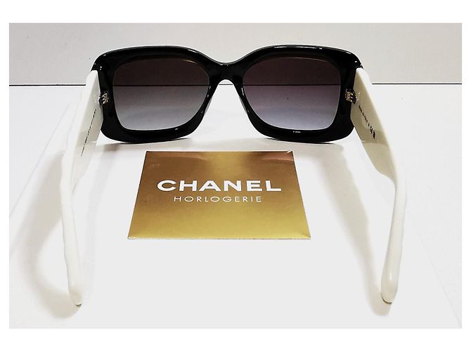 Occhiali da Sole Chanel Quadrati Bianchi e Neri - 5483 - c.1656/S6 Nero Bianco - vista 6