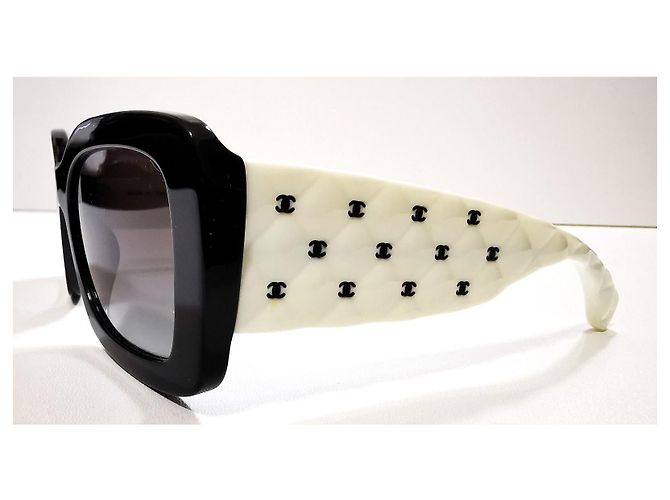 Occhiali da Sole Chanel Quadrati Bianchi e Neri - 5483 - c.1656/S6 Nero Bianco - vista 7