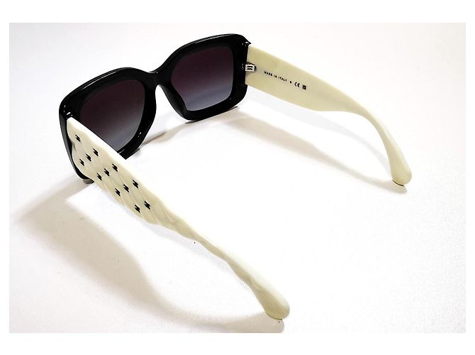 Occhiali da Sole Chanel Quadrati Bianchi e Neri - 5483 - c.1656/S6 Nero Bianco - vista 8