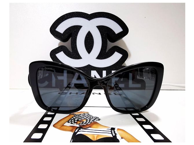 Gafas de sol Chanel Cat Eyes negras - 5445-H c.501/S4 - ¡Raro! Negro - vista 3